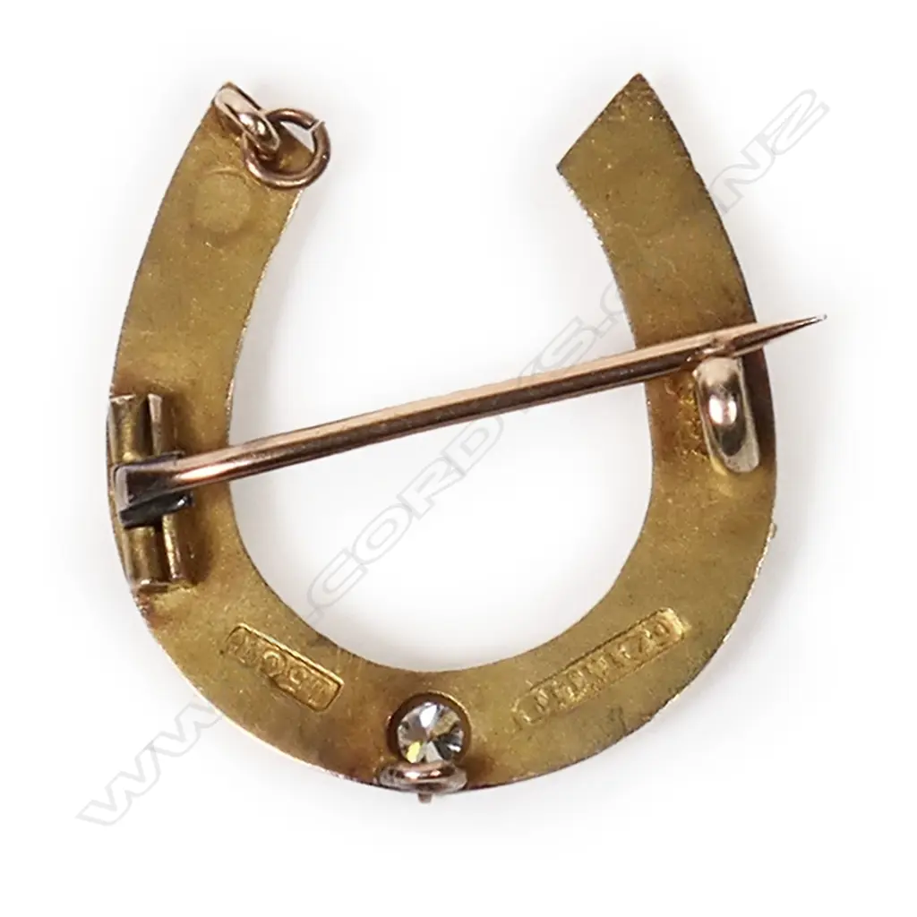 G & T Young Ltd. (Dunedin) gold and diamond horseshoe brooch, Image 1++